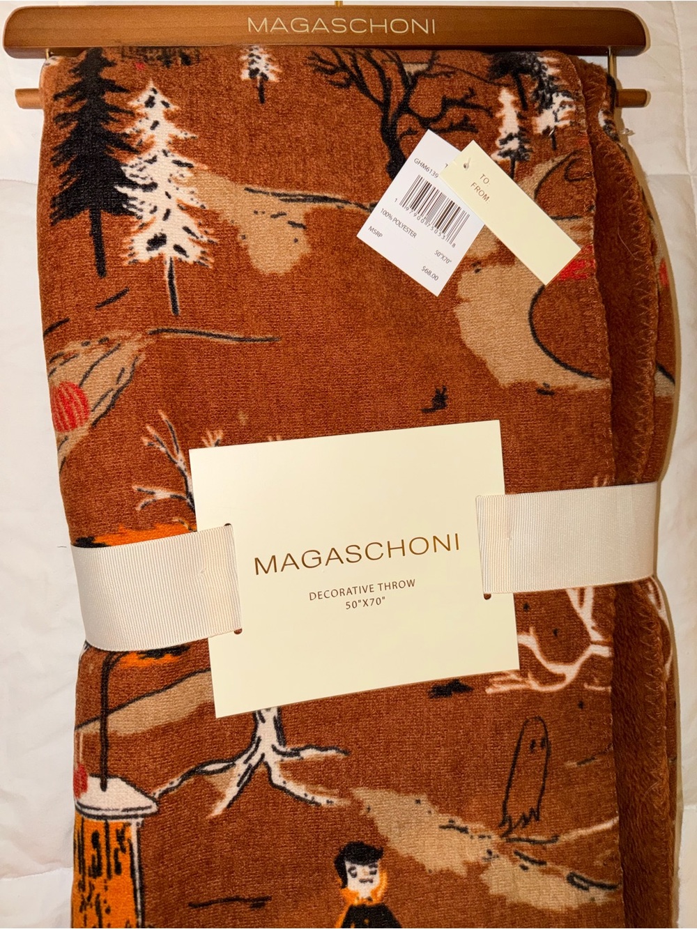 Magaschoni Brown Printed Throw Blanket
